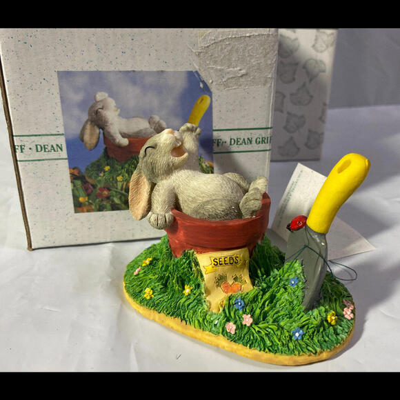 Charming Tails by Dean Griff ~ GARDENING BREAK ~  Bunny In A Flower Pot in Box - Picture 1 of 9